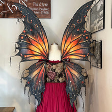 Large Monarch Butterfly Fairy Wings - Adult Fairy Wings Black and Orange With Tattered Edges