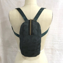 Snail Shell Backpack Petite Green Escargot in forest green faux suede, Goblincore