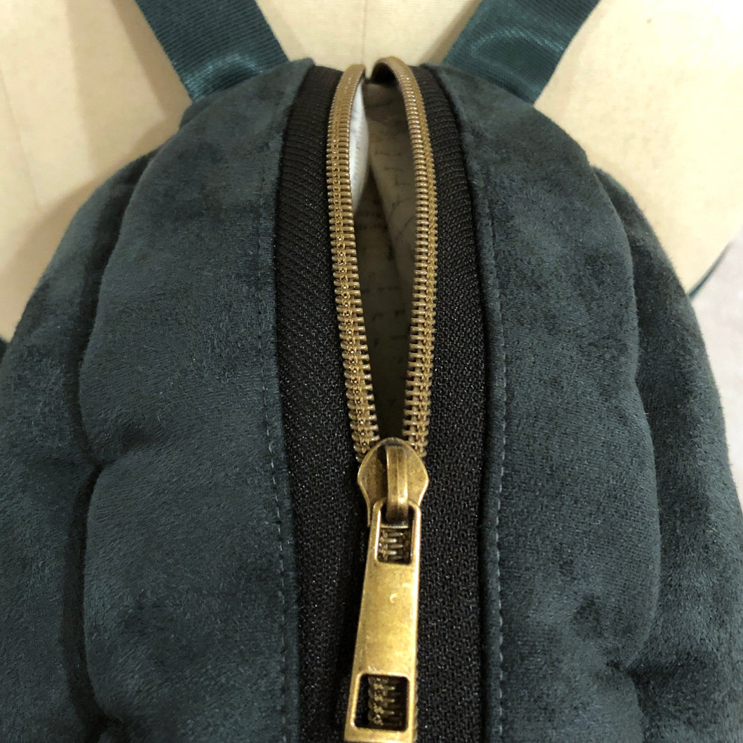 Snail Shell Backpack Petite Green Escargot in forest green faux suede ...